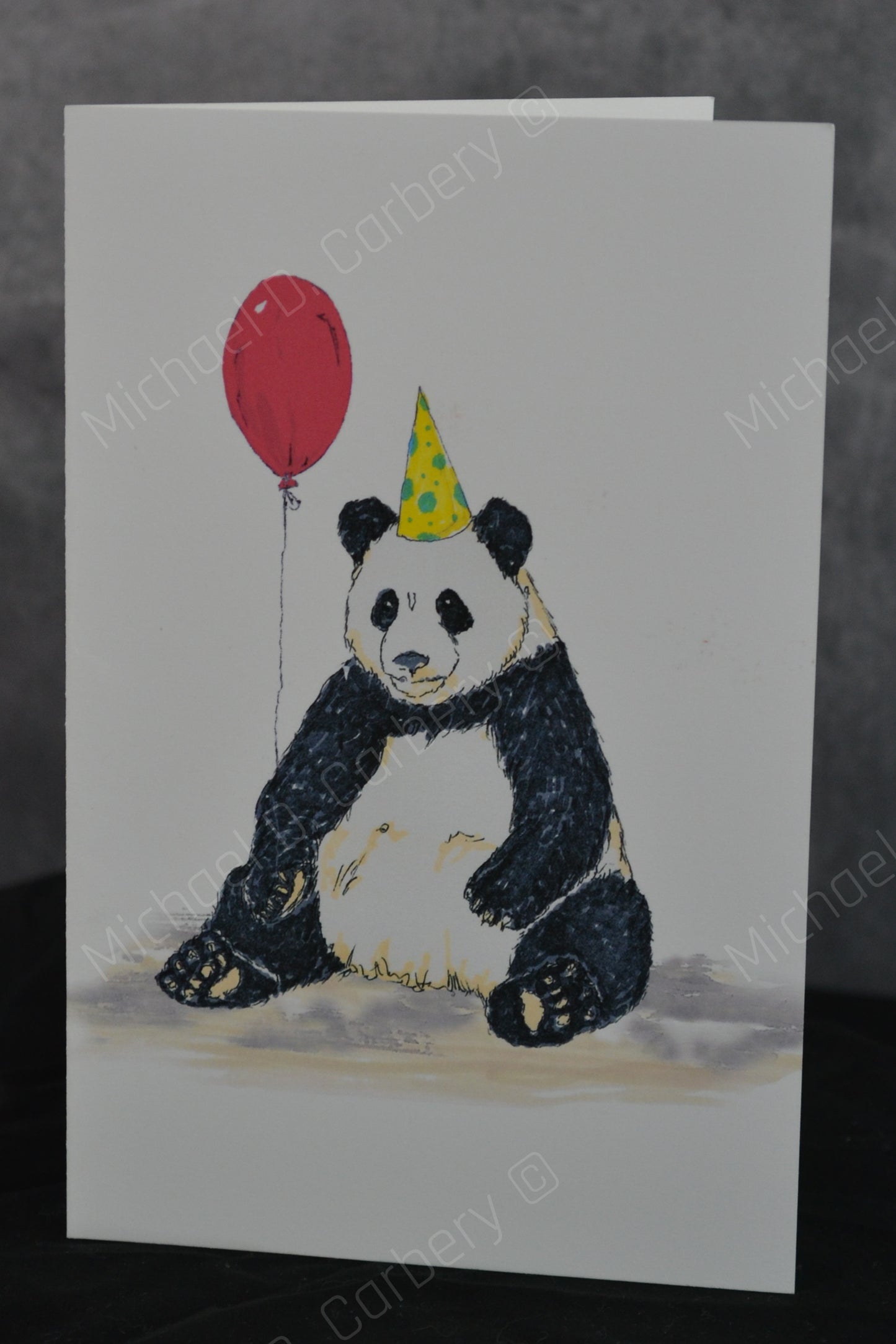 Panda with a Red Balloon - Birthday Card - 6 Pack