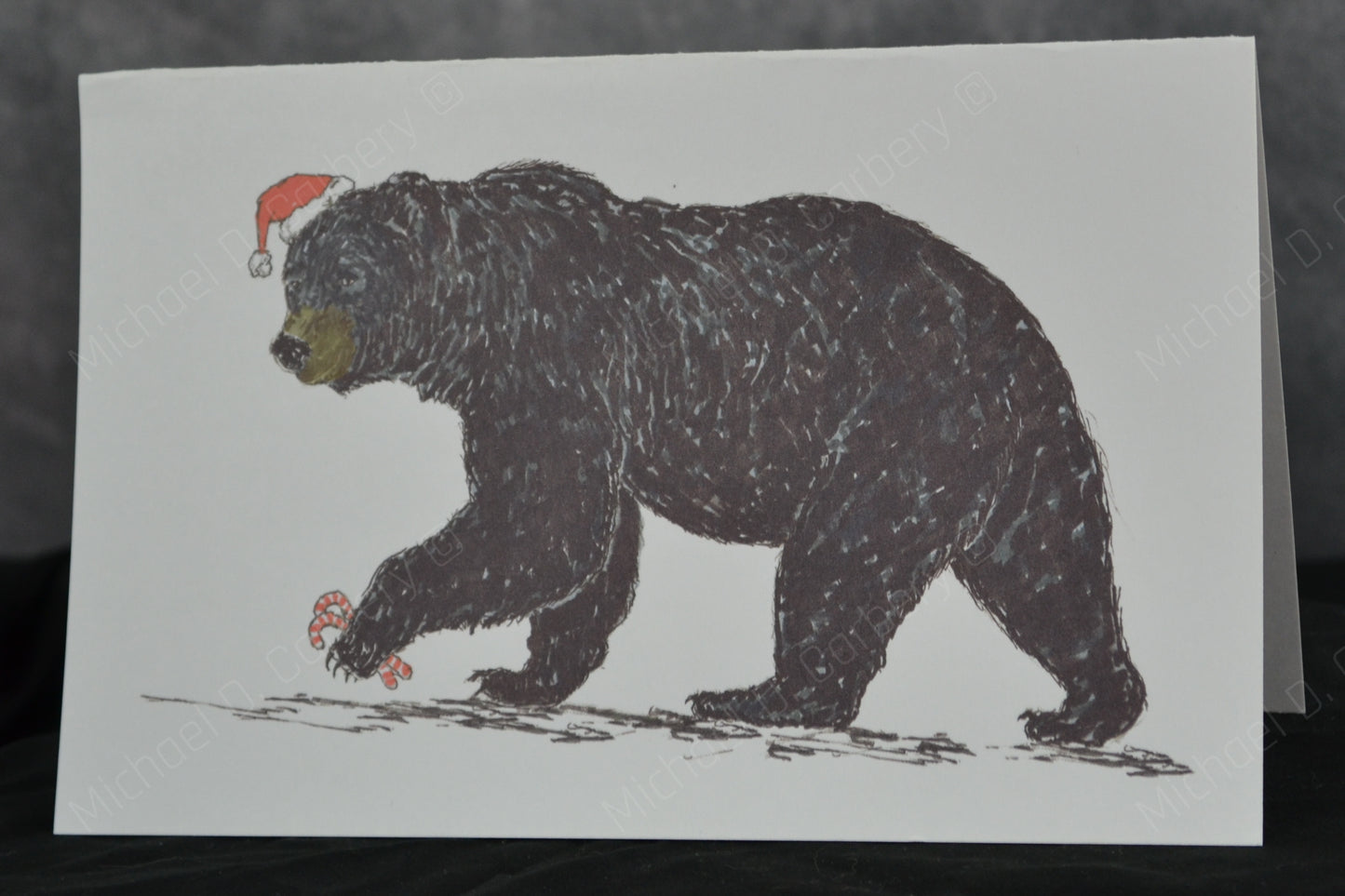Black Bear wearing a Santa Hat Card - 6 pack