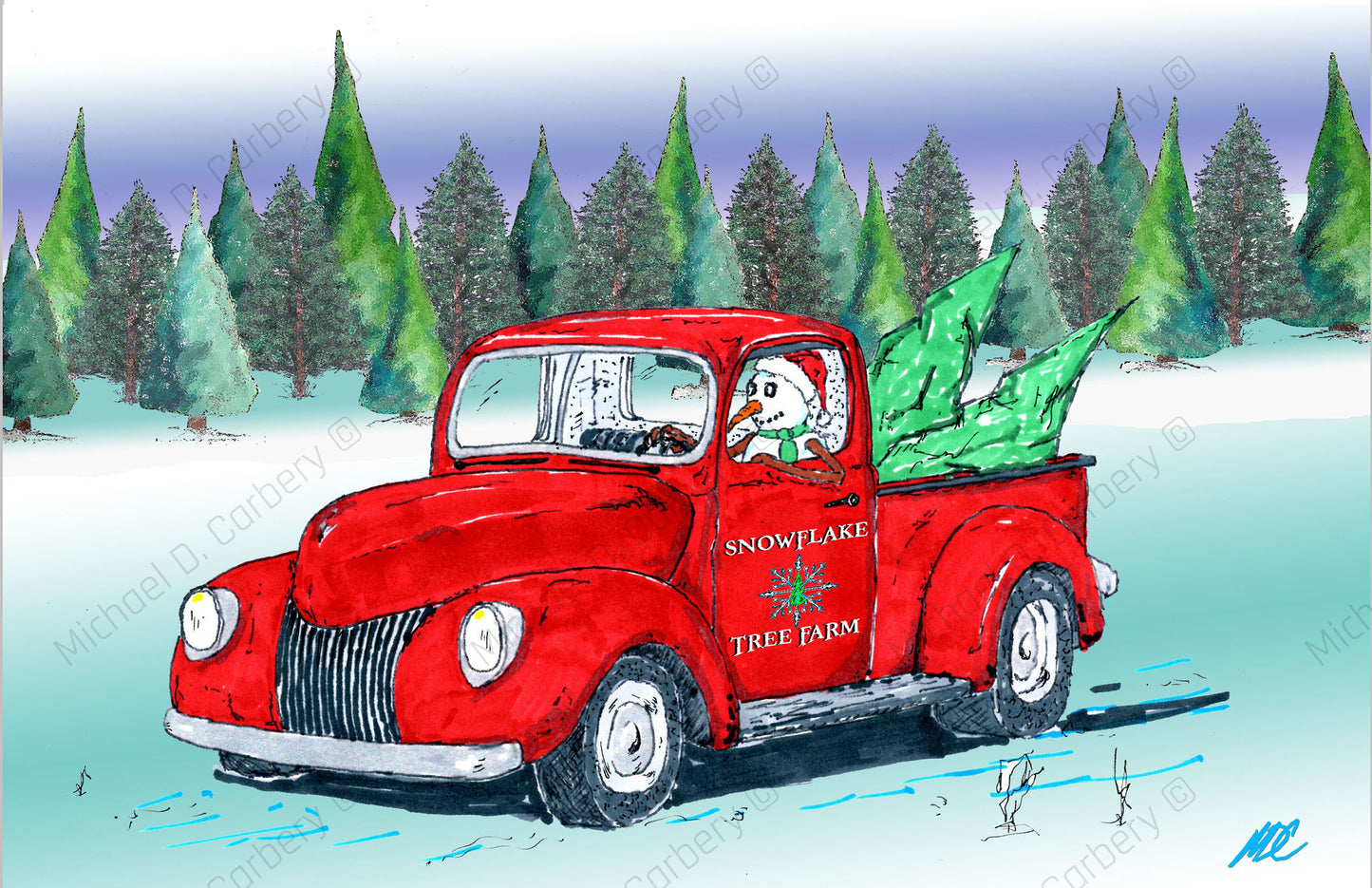 Snowflake Tree Farm Card- 6 Pack