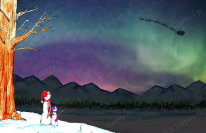 Northern Lights Snowman Card - 6 pack