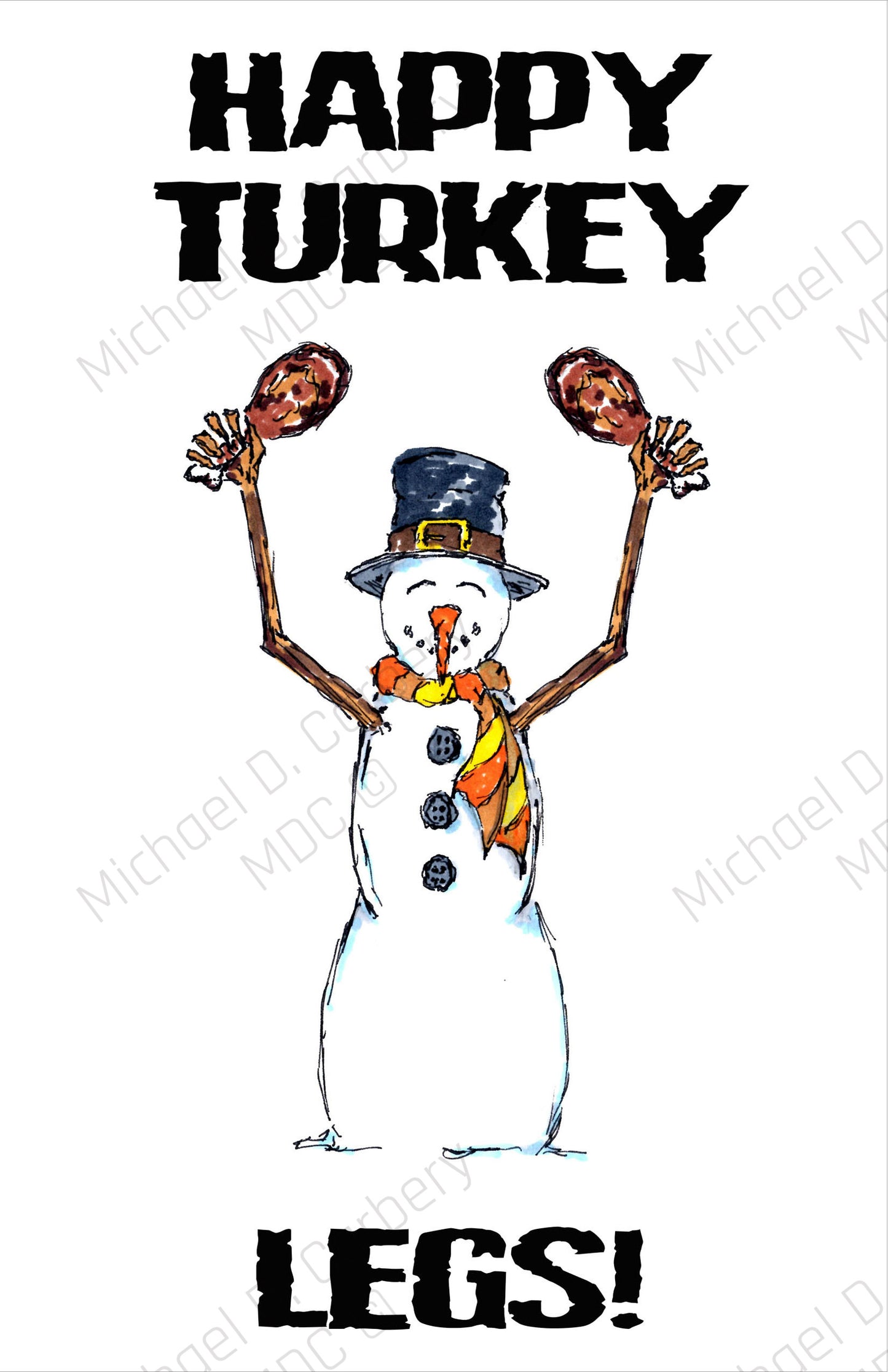 Happy Turkey Legs Greeting Card - 6 Pack